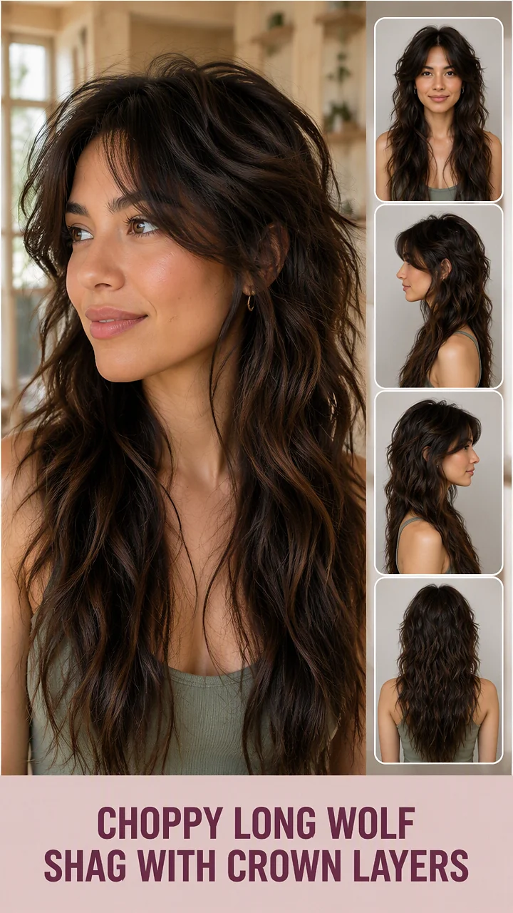 Choppy Long Wolf Shag With Crown Layers