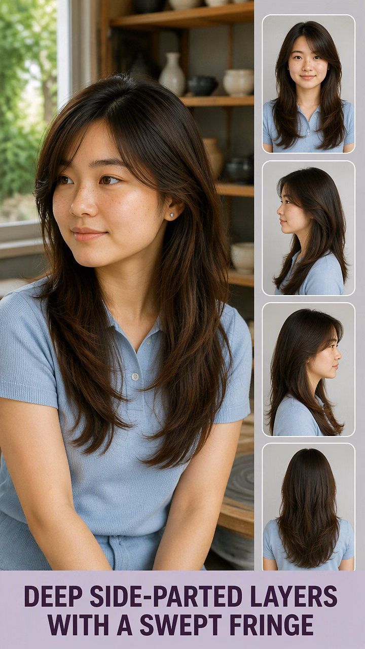 Deep Side-Parted Layers With A Swept Fringe