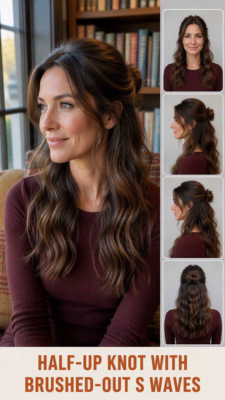 Half-Up Knot With Brushed-Out S Waves