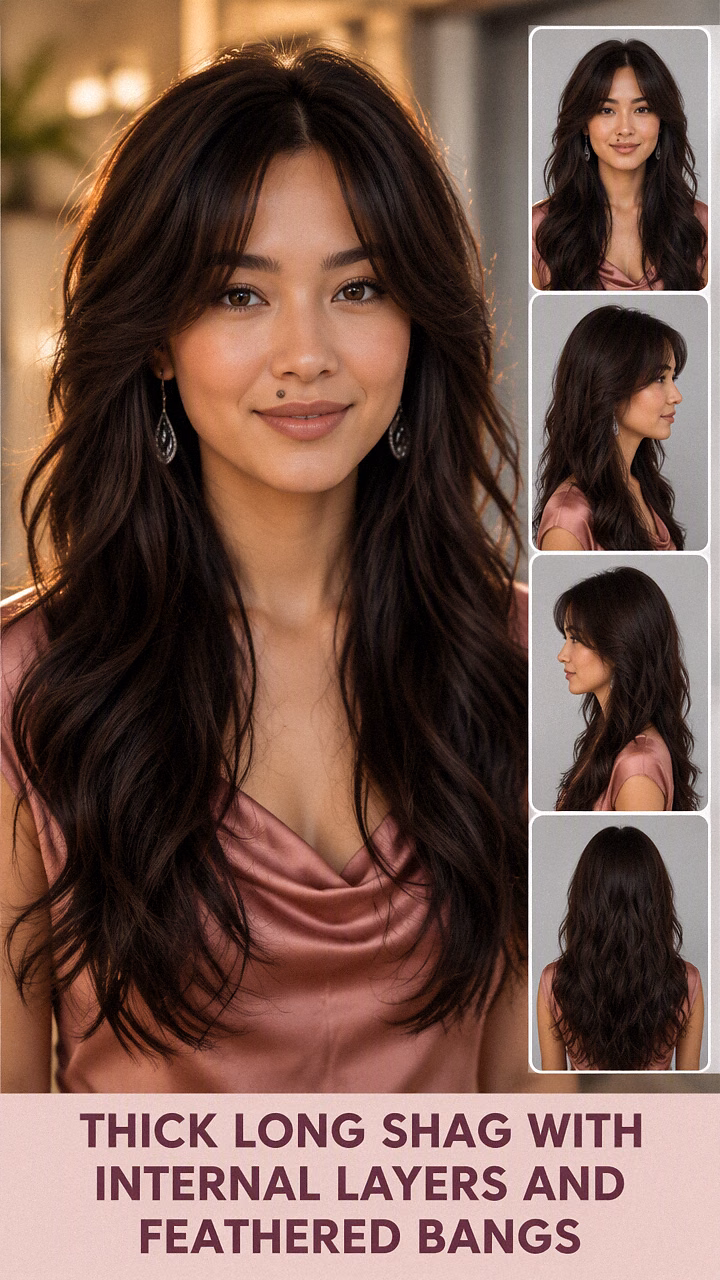 Thick Long Shag With Internal Layers And Feathered Bangs