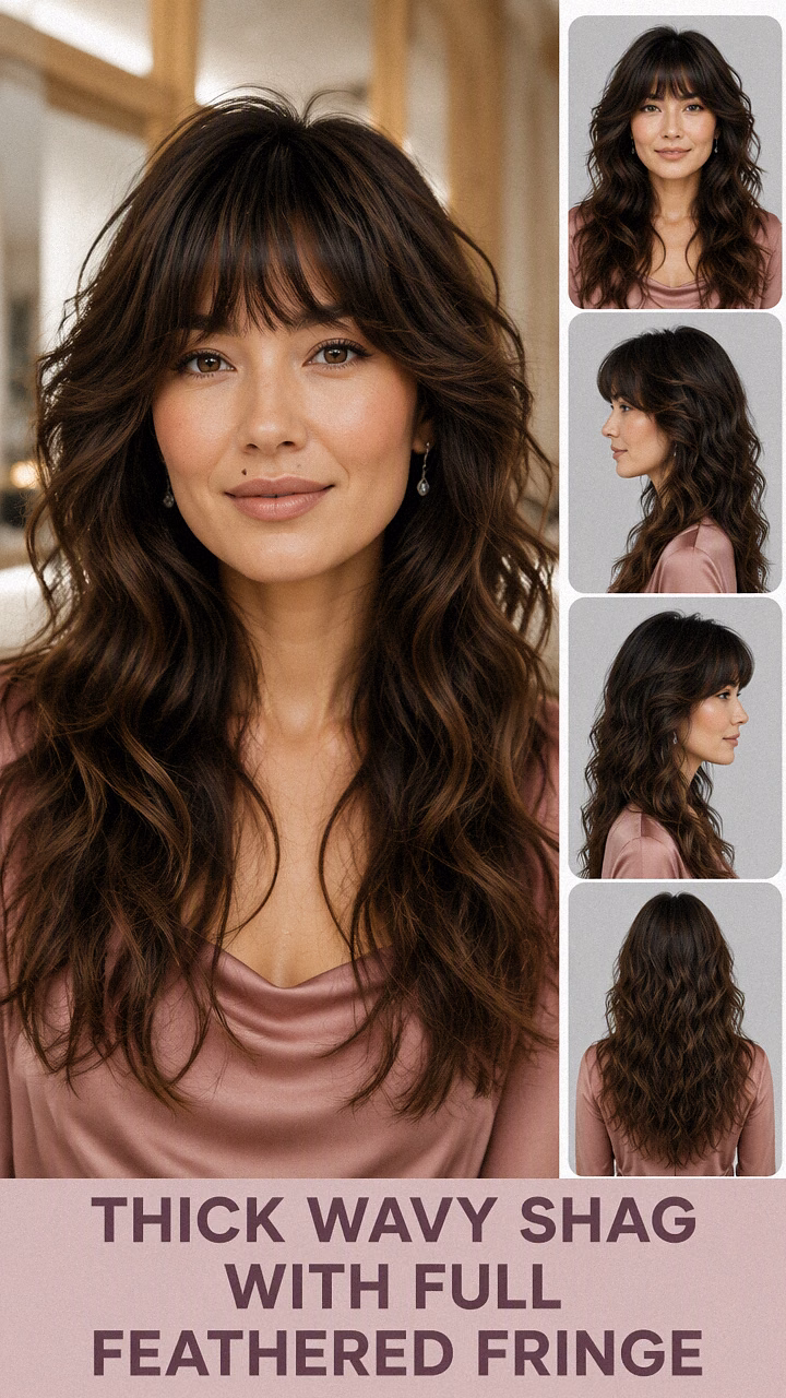 Thick Wavy Shag With Full Feathered Fringe
