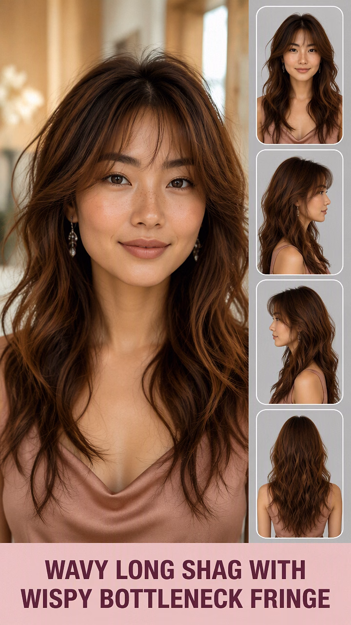 Wavy Long Shag With Wispy Bottleneck Fringe