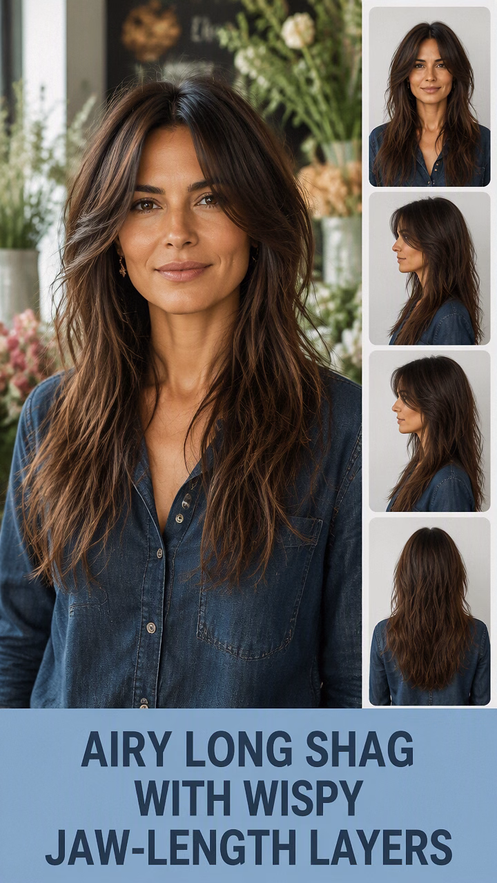 Airy Long Shag With Wispy Jaw-Length Layers