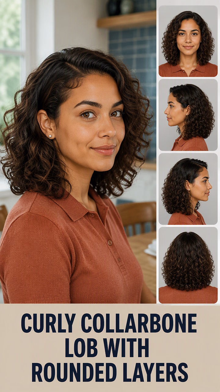 Curly Collarbone Lob With Rounded Layers