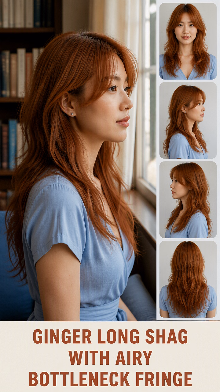 Ginger Long Shag With Airy Bottleneck Fringe