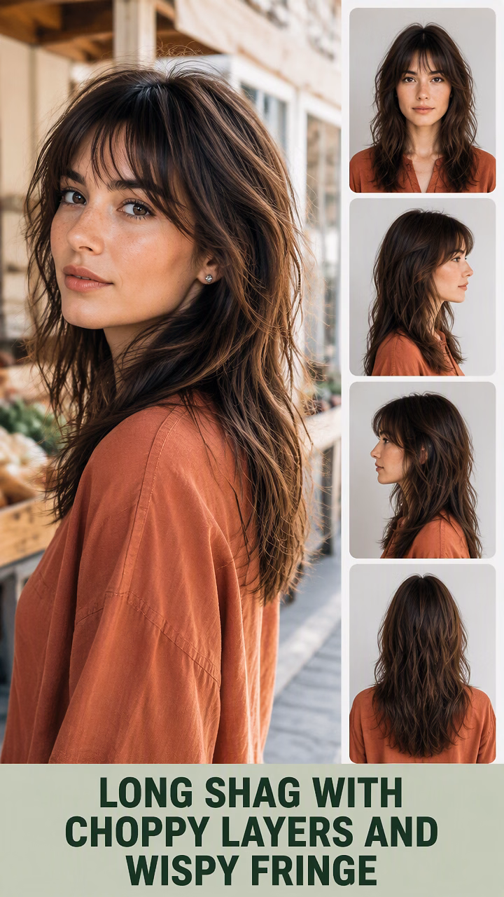 Long Shag With Choppy Layers And Wispy Fringe