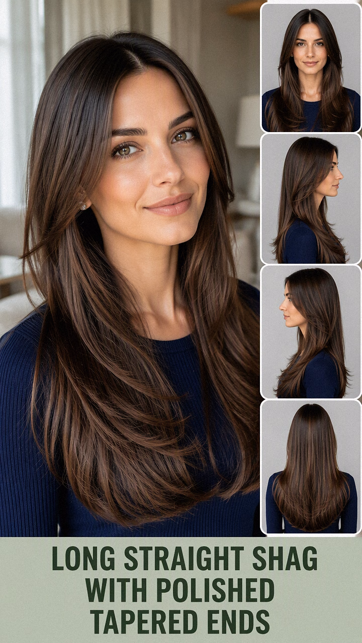 Long Straight Shag With Polished Tapered Ends