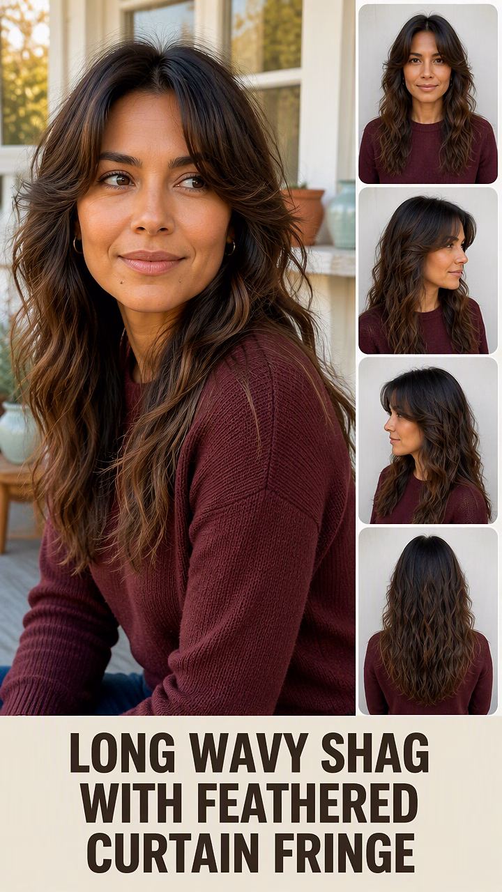 Long Wavy Shag With Feathered Curtain Fringe