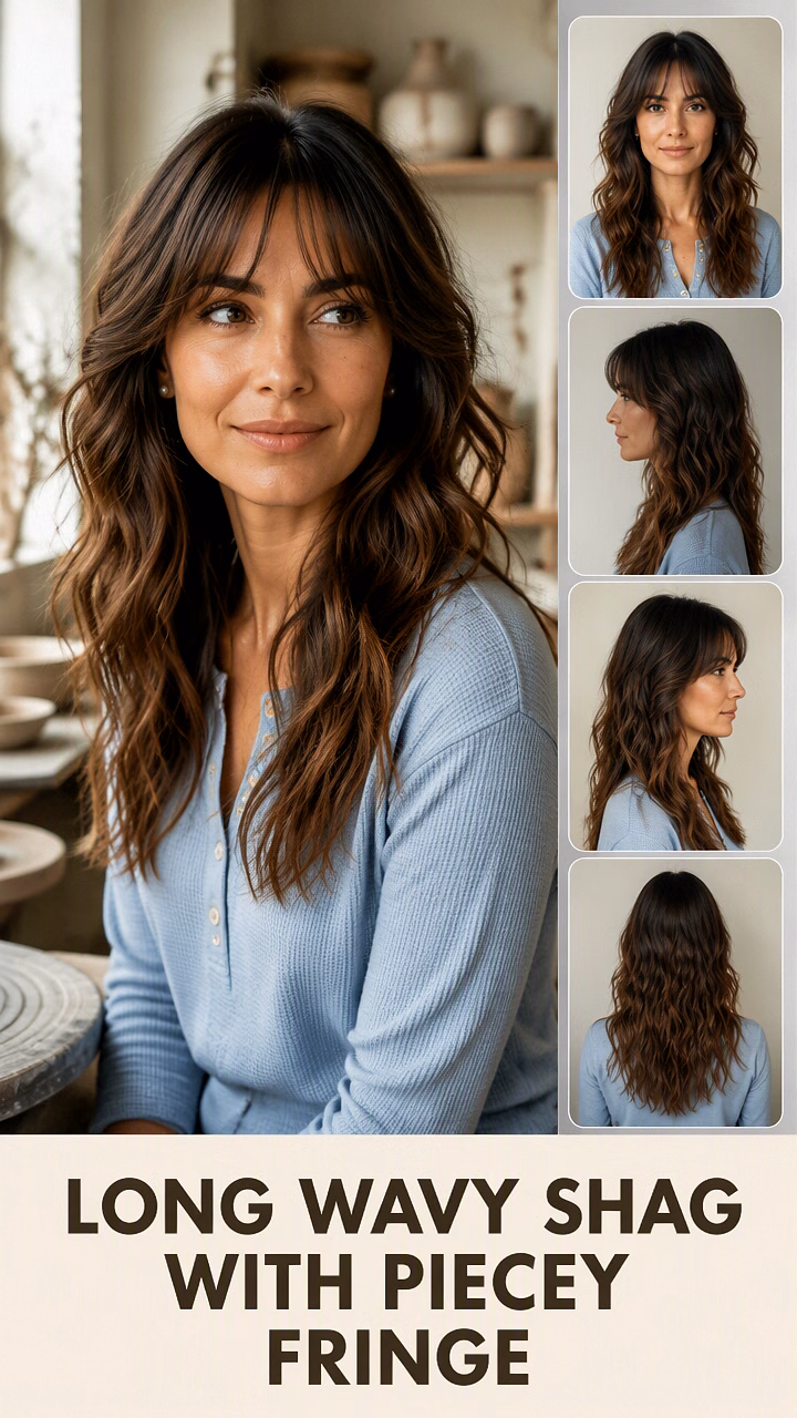 Long Wavy Shag With Piecey Fringe