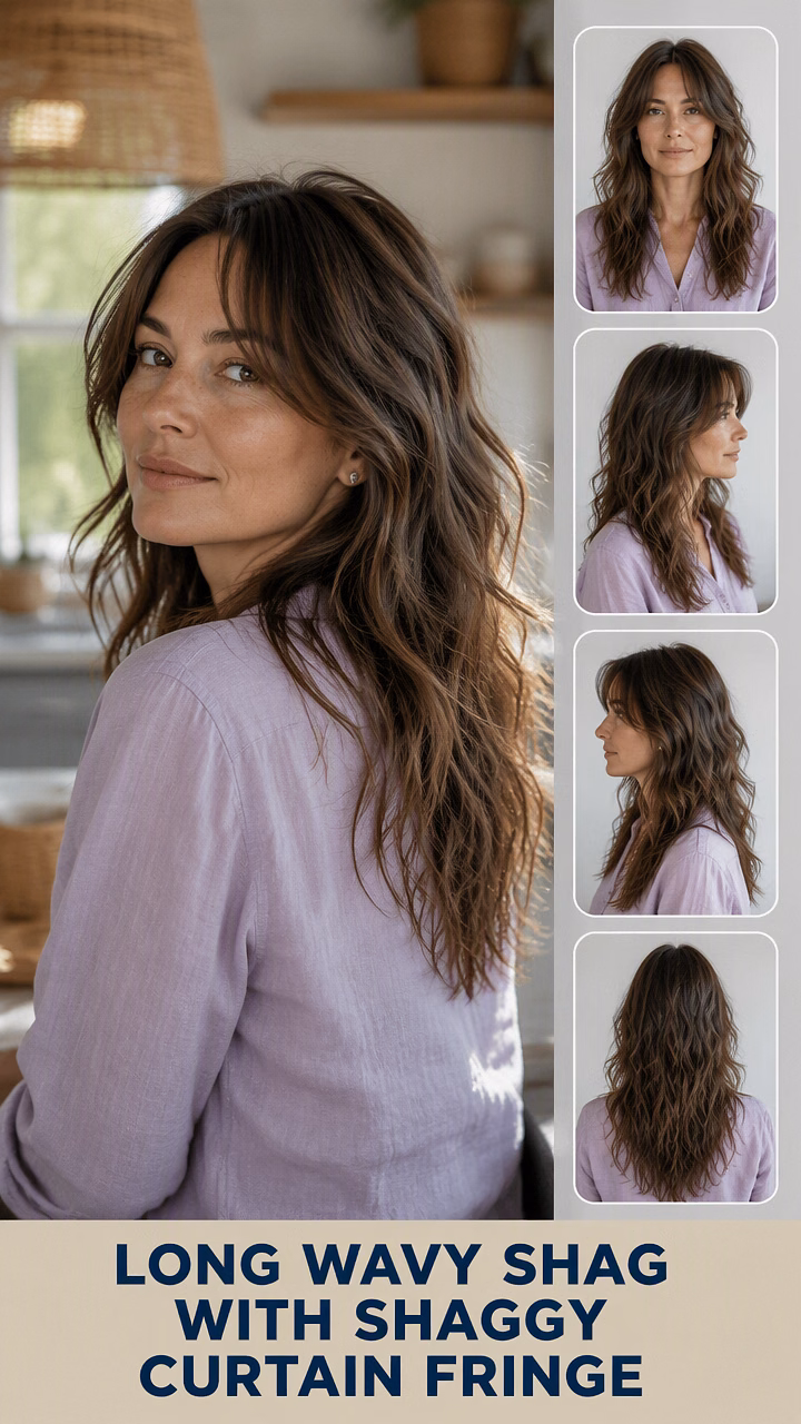 Long Wavy Shag With Shaggy Curtain Fringe