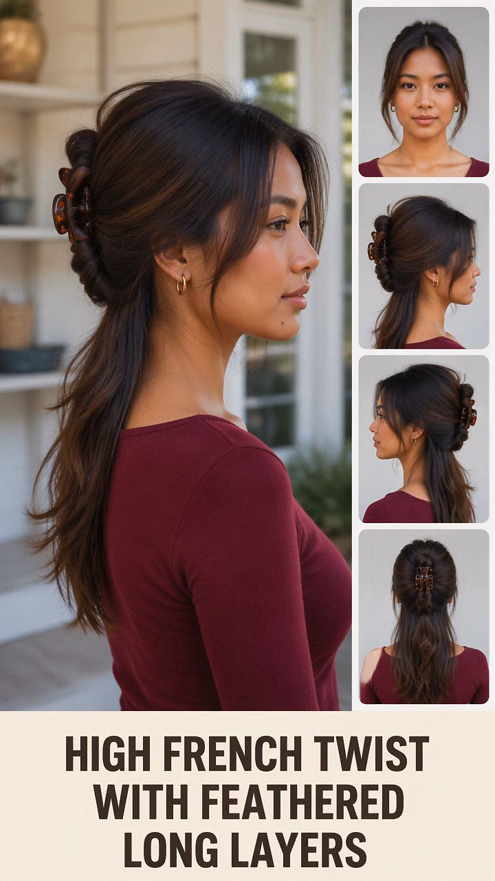 High French Twist With Feathered Long Layers