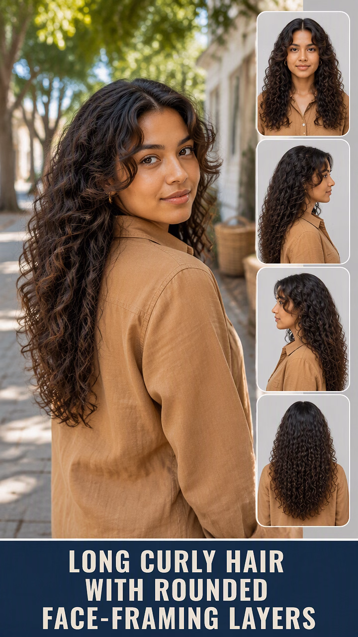 Long Curly Hair With Rounded Face-Framing Layers