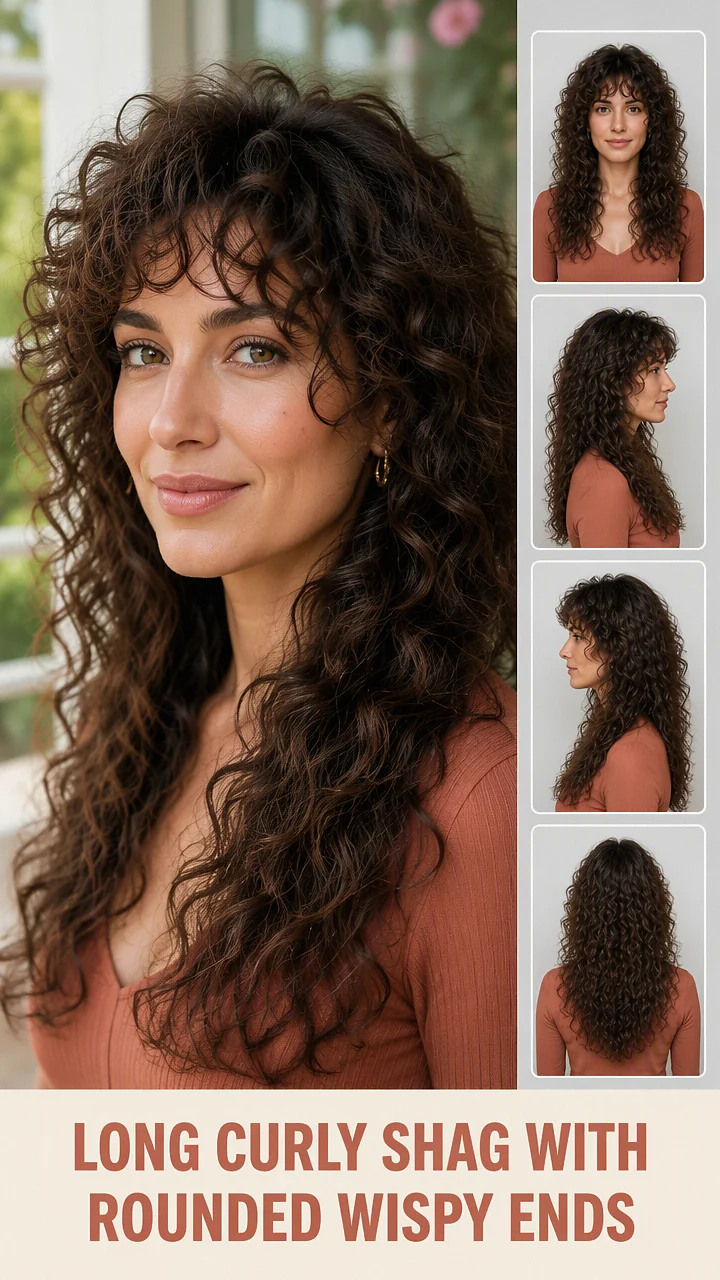 Long Curly Shag With Rounded Wispy Ends