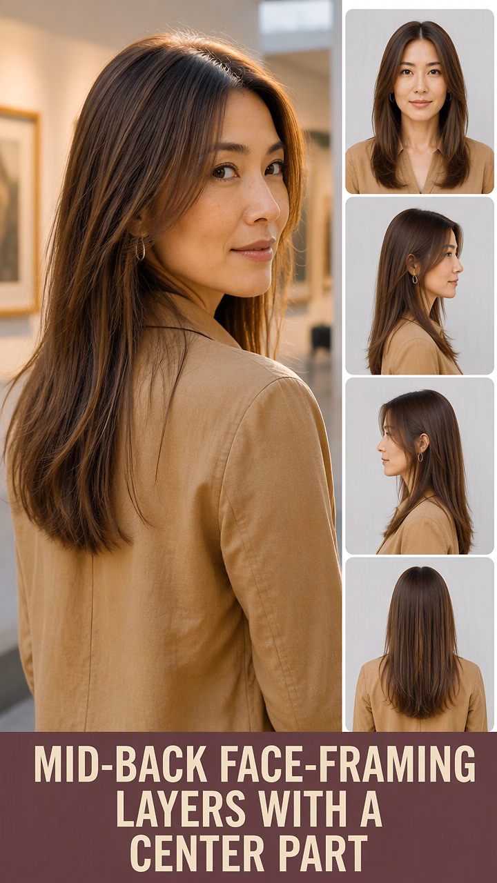Mid-Back Face-Framing Layers With a Center Part