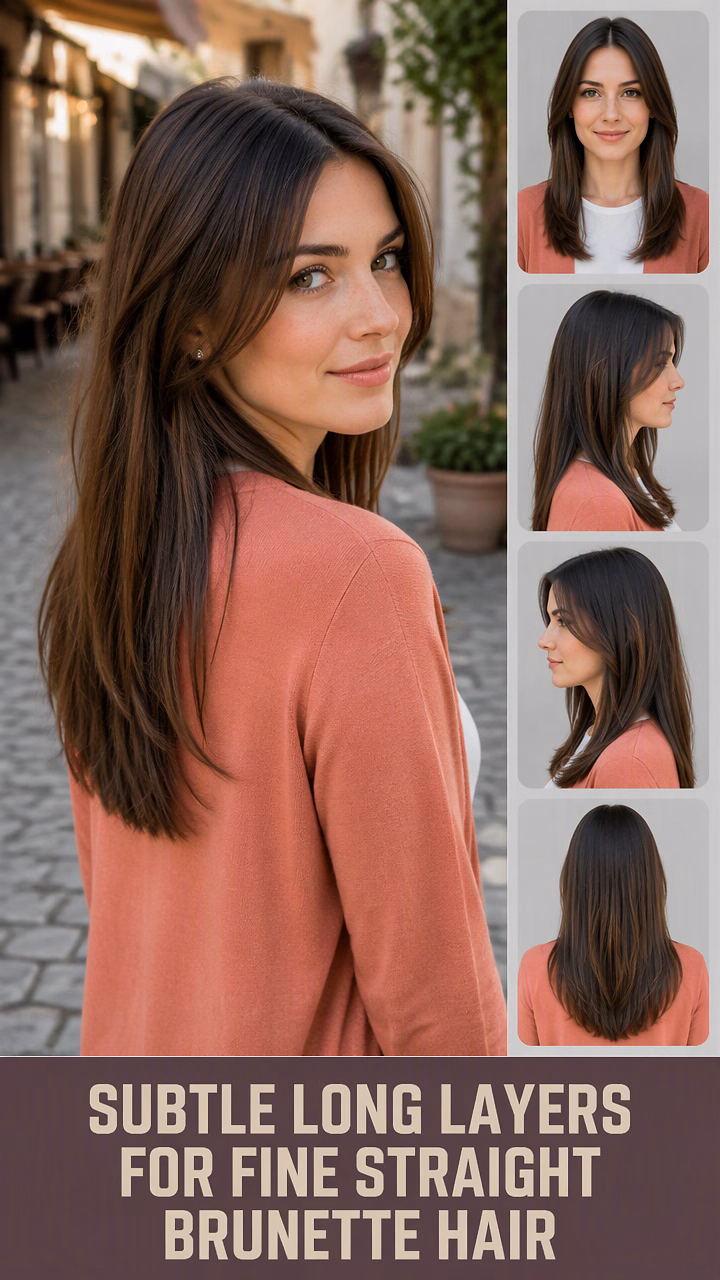 Subtle Long Layers For Fine Straight Brunette Hair