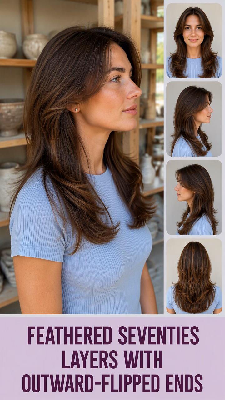 Feathered Seventies Layers With Outward-Flipped Ends