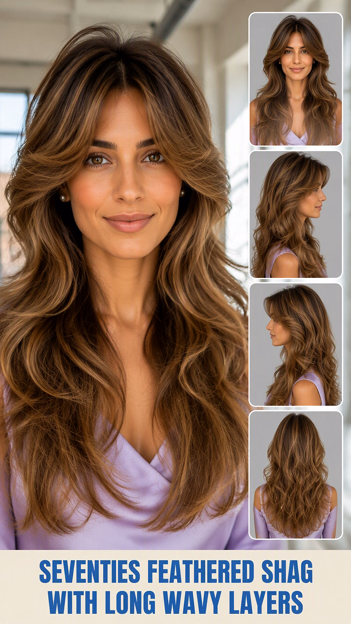 Seventies Feathered Shag With Long Wavy Layers