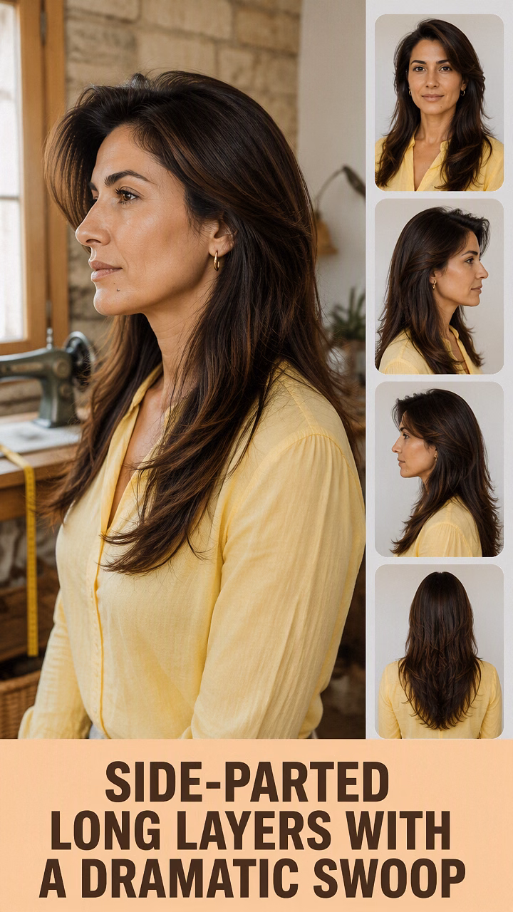 Side-Parted Long Layers With A Dramatic Swoop