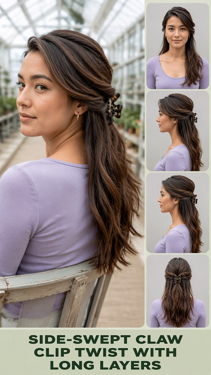 Side-Swept Claw Clip Twist With Long Layers