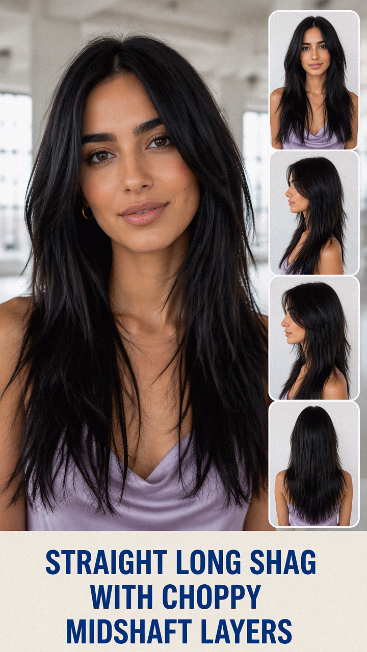 Straight Long Shag With Choppy Midshaft Layers