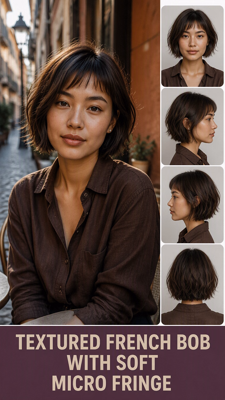 Textured French Bob With Soft Micro Fringe