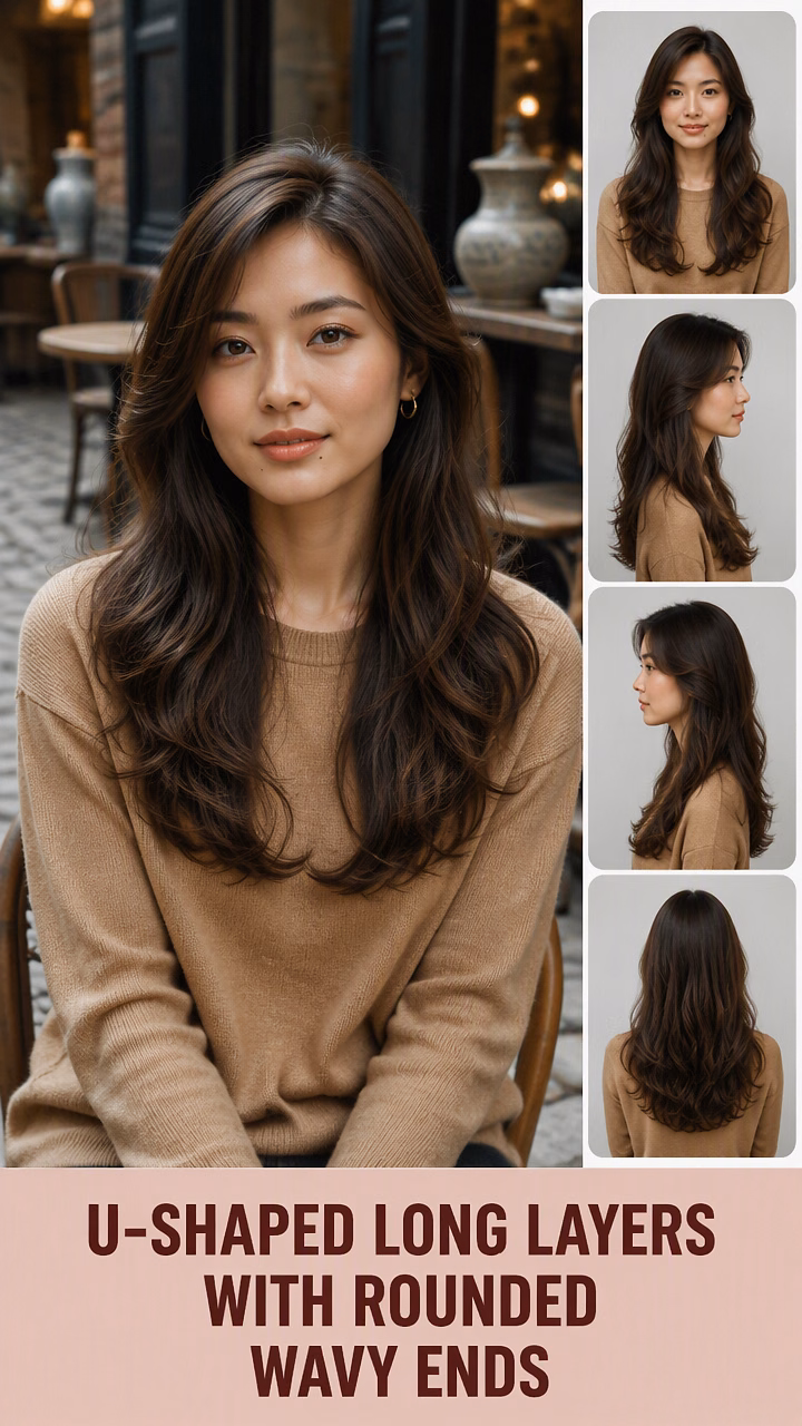 U-Shaped Long Layers With Rounded Wavy Ends