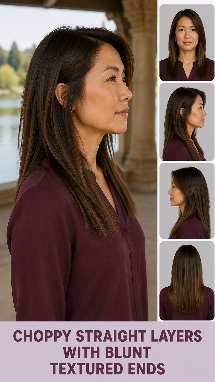 Choppy Straight Layers With Blunt Textured Ends