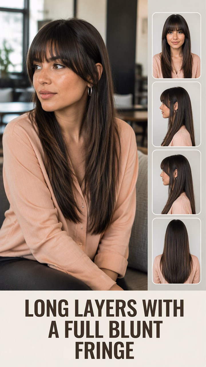 Long Layers With a Full Blunt Fringe