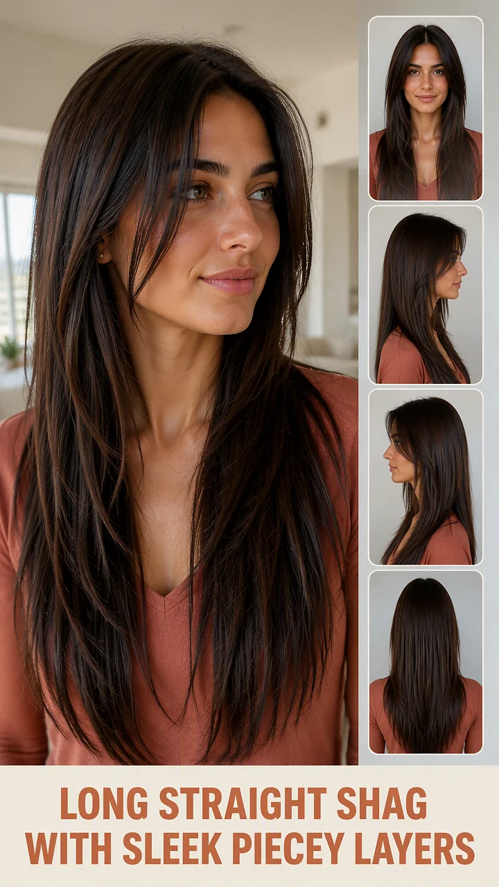 Long Straight Shag With Sleek Piecey Layers