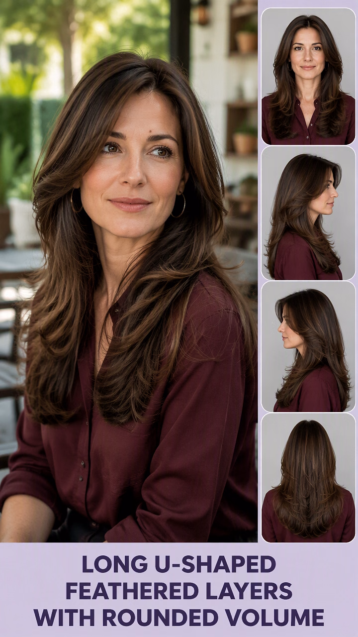 Long U-Shaped Feathered Layers With Rounded Volume