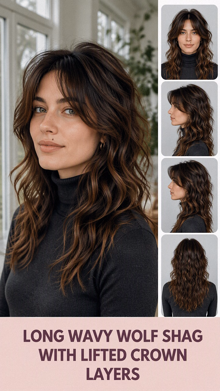 Long Wavy Wolf Shag With Lifted Crown Layers