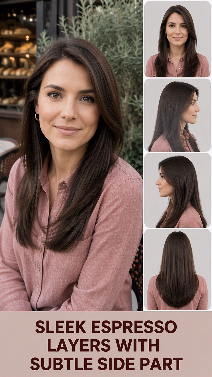 Sleek Espresso Layers With Subtle Side Part