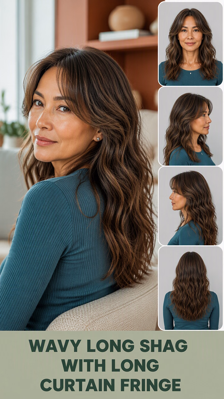 Wavy Long Shag With Long Curtain Fringe