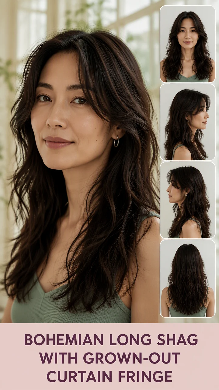 Bohemian Long Shag With Grown-Out Curtain Fringe