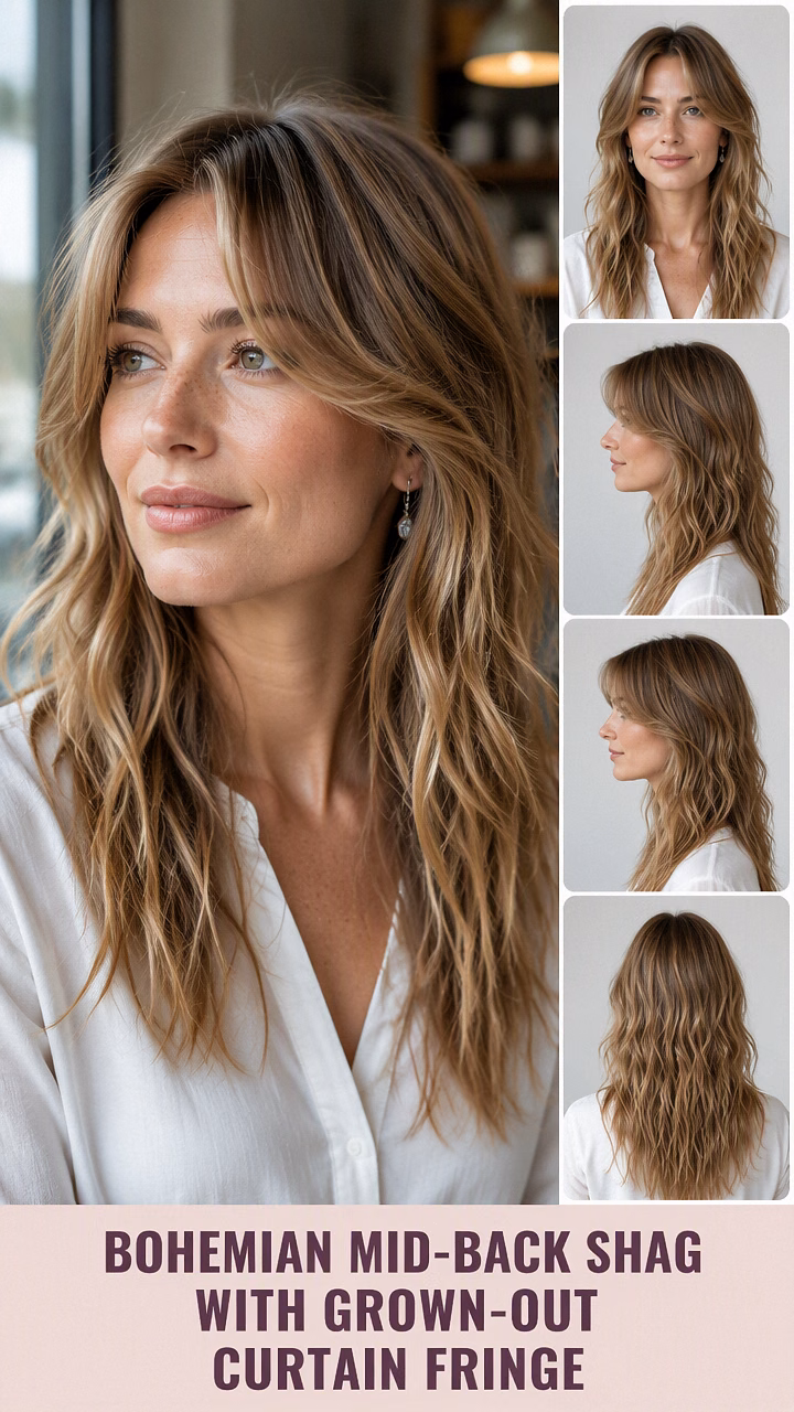 Bohemian Mid-Back Shag With Grown-Out Curtain Fringe