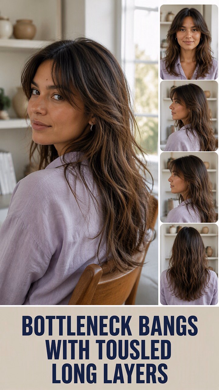 Bottleneck Bangs With Tousled Long Layers