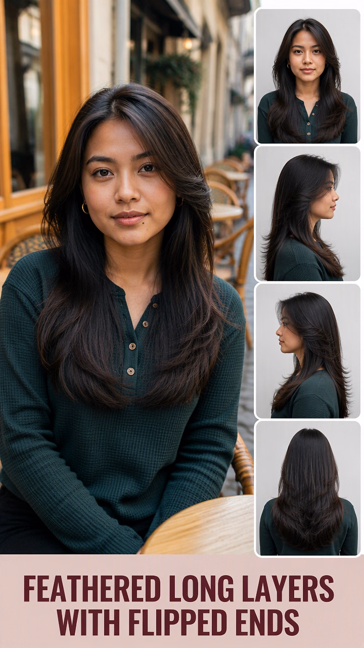 Feathered Long Layers With Flipped Ends