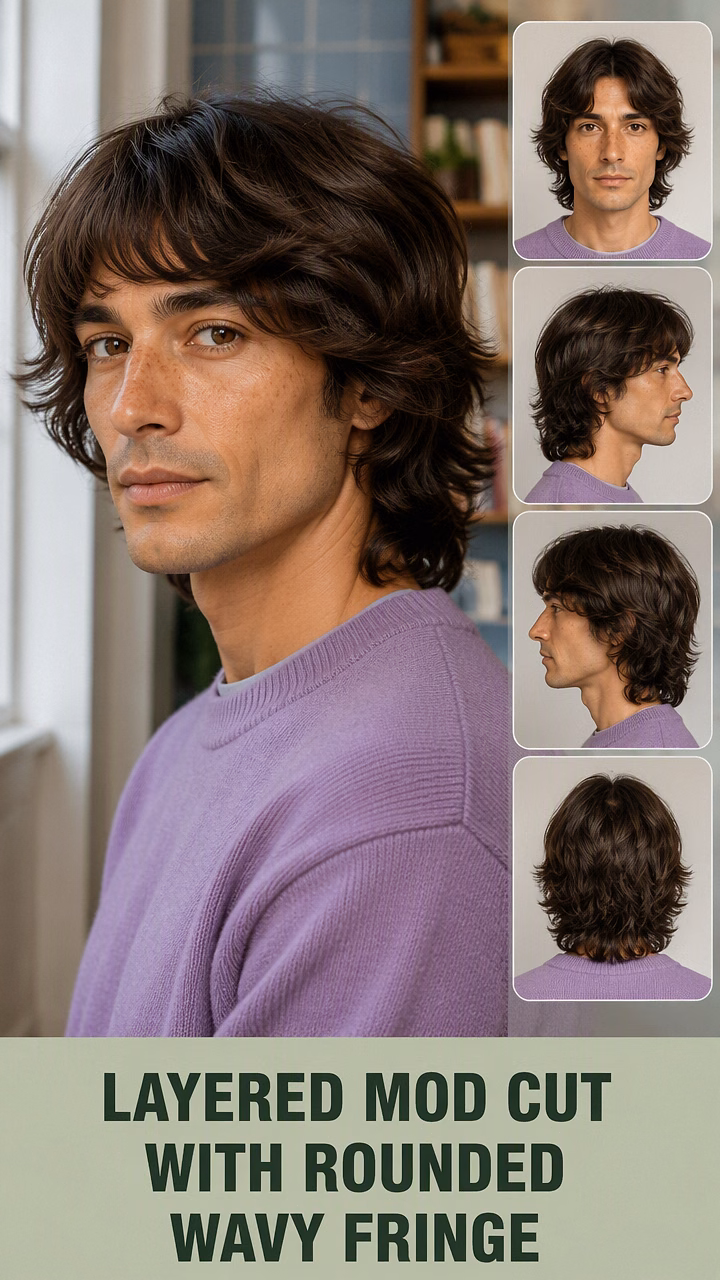 Layered Mod Cut With Rounded Wavy Fringe