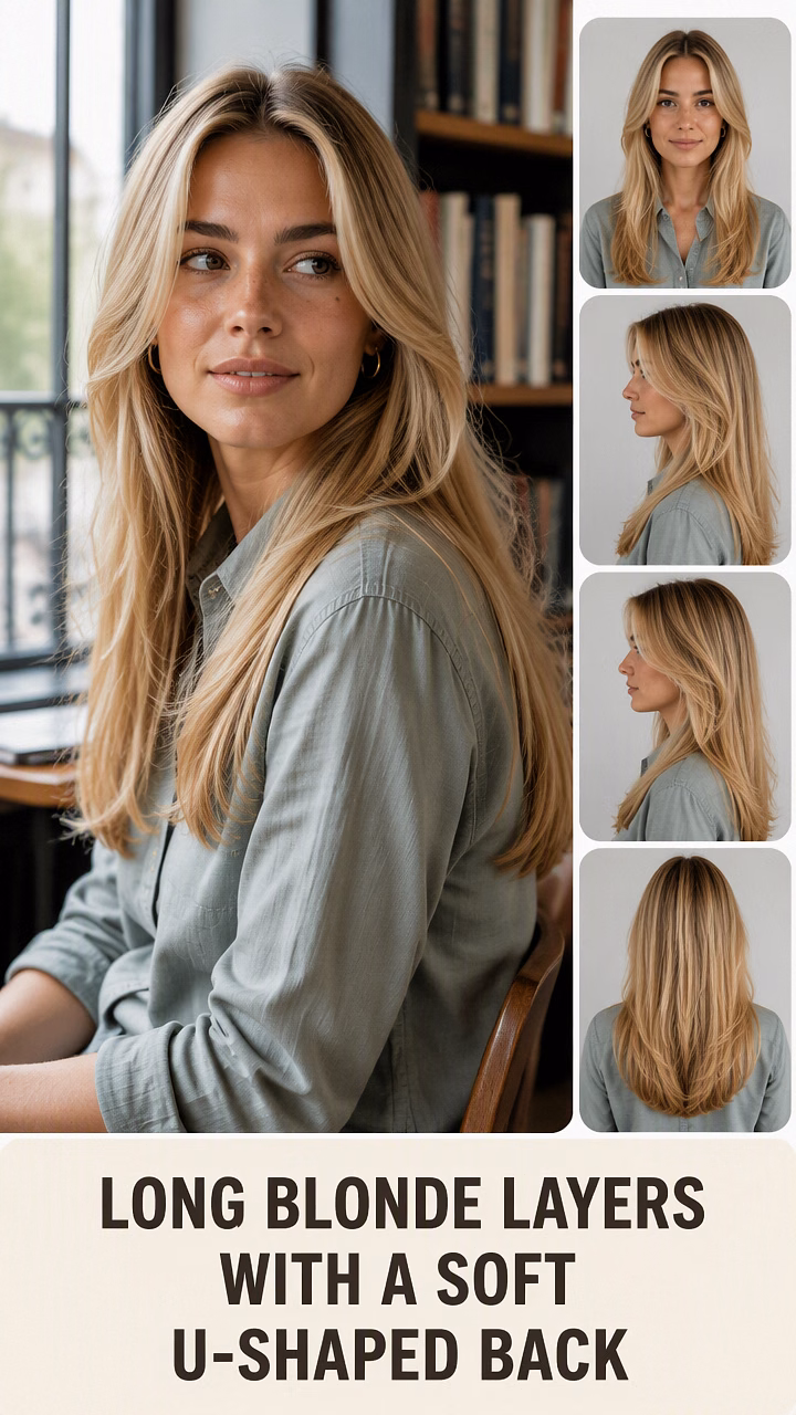 Long Blonde Layers With A Soft U-Shaped Back