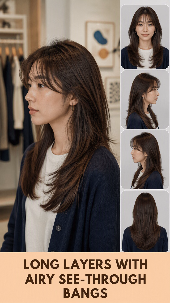 Long Layers With Airy See-Through Bangs
