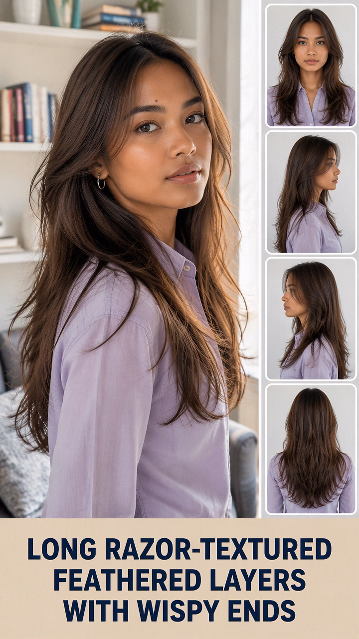 Long Razor-Textured Feathered Layers With Wispy Ends