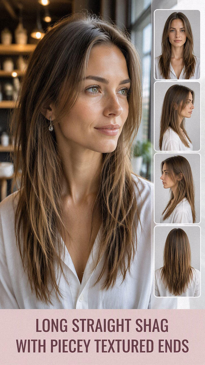 Long Straight Shag With Piecey Textured Ends