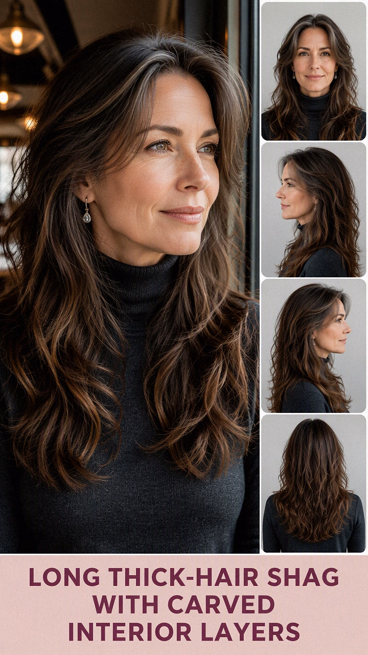 Long Thick-Hair Shag With Carved Interior Layers