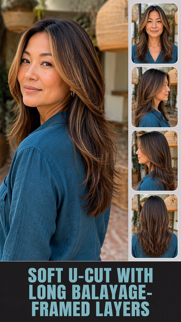 Soft U-Cut With Long Balayage-Framed Layers