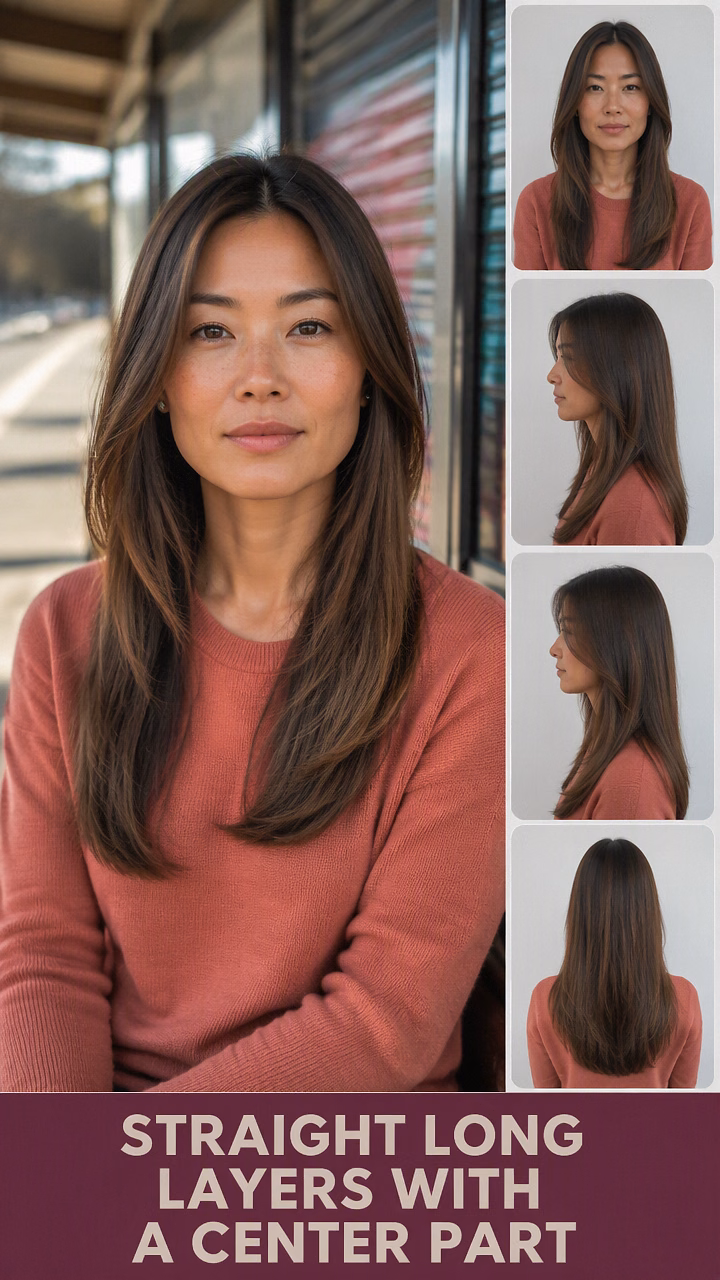 Straight Long Layers With A Center Part