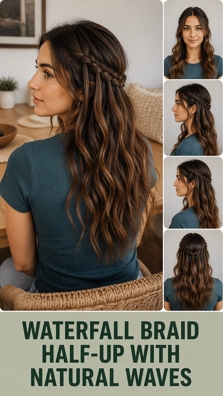 Waterfall Braid Half-Up With Natural Waves