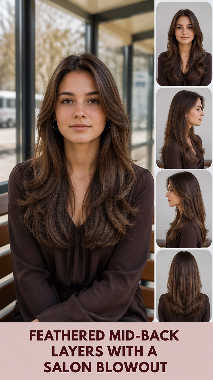 Feathered Mid-Back Layers With a Salon Blowout