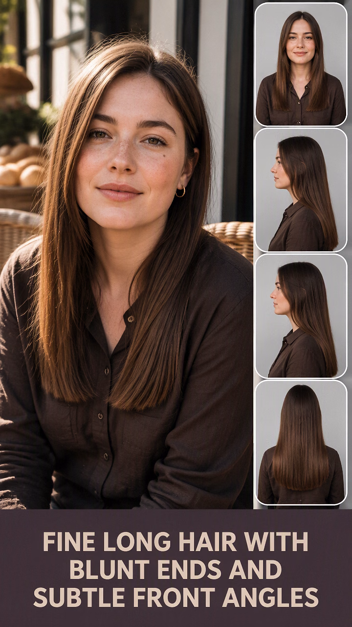 Fine Long Hair With Blunt Ends And Subtle Front Angles