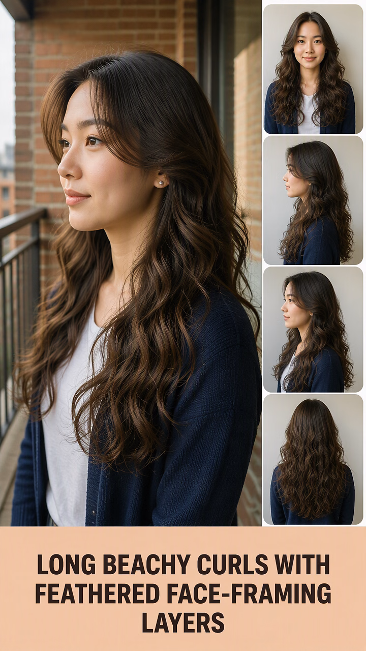 Long Beachy Curls With Feathered Face-Framing Layers
