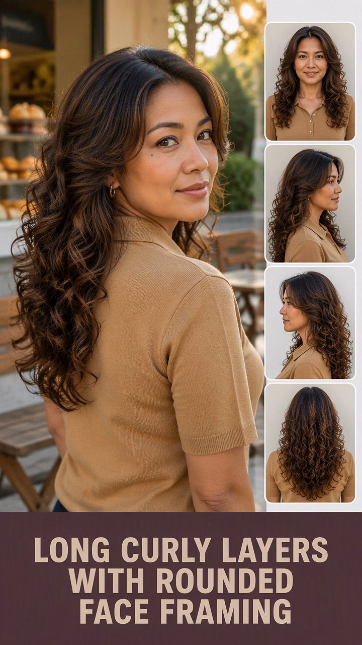 Long Curly Layers With Rounded Face Framing